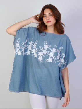 Stitched Flower Design Fashion Flowy Top